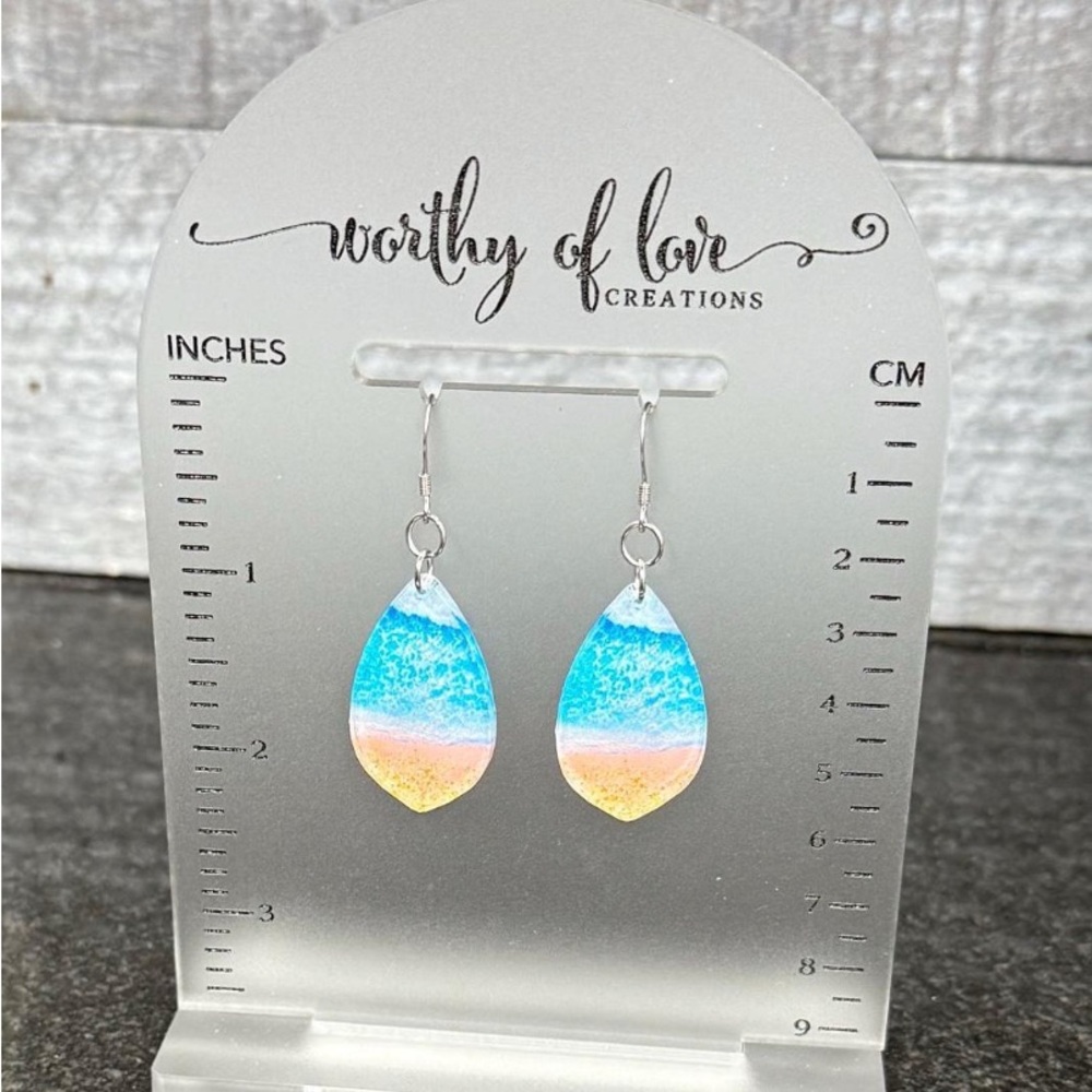 Beach earrings stainless steel and acrylic new handmade